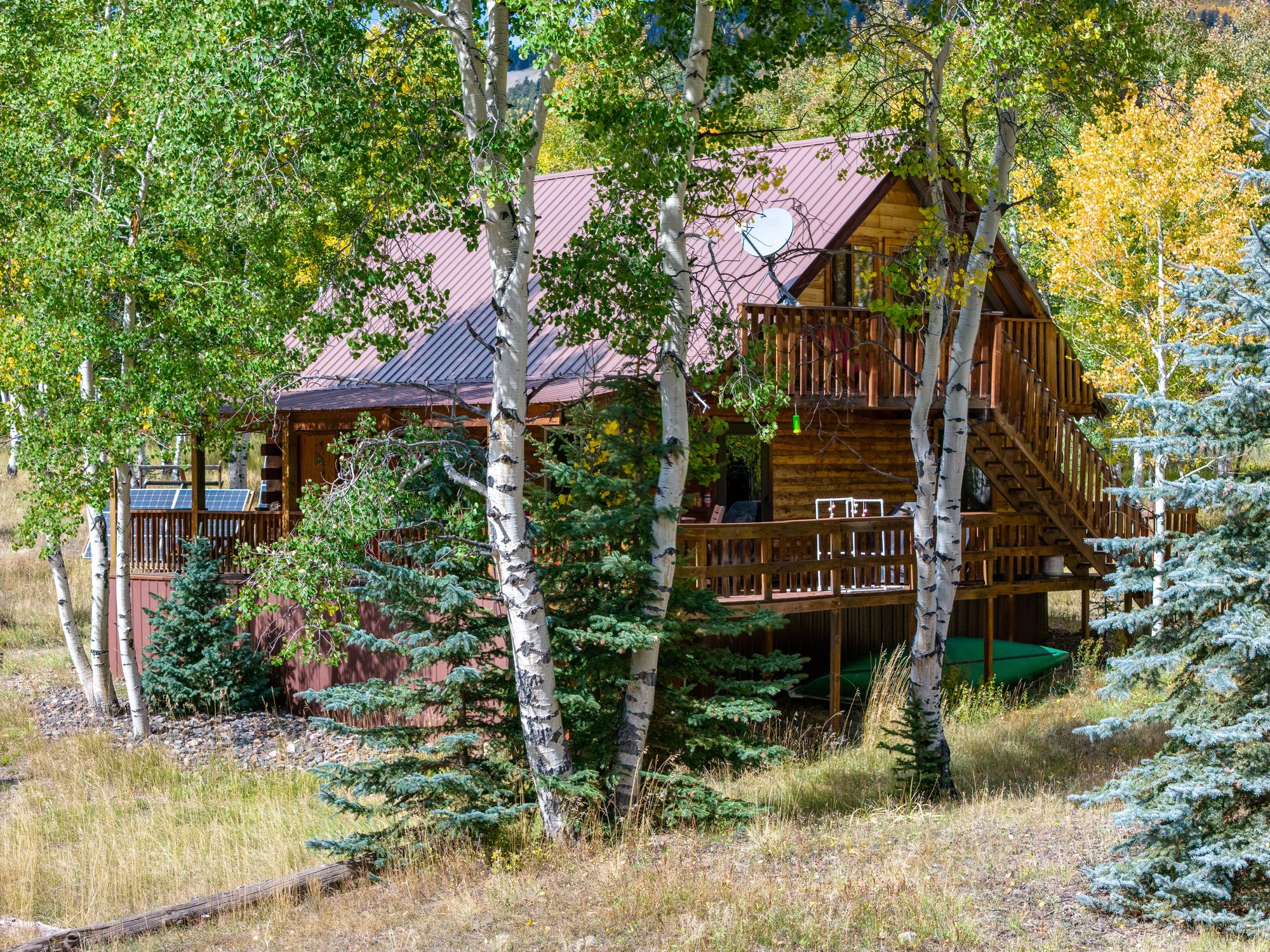 Lodge through aspens